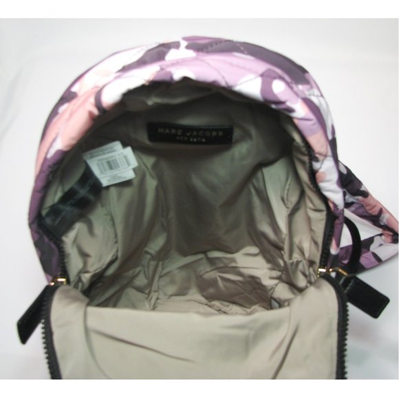 Marc Jacobs Quilted Camo Print Backpack Purple Violet Gray Mini Fabric Authentic - Picture 9 of 11
